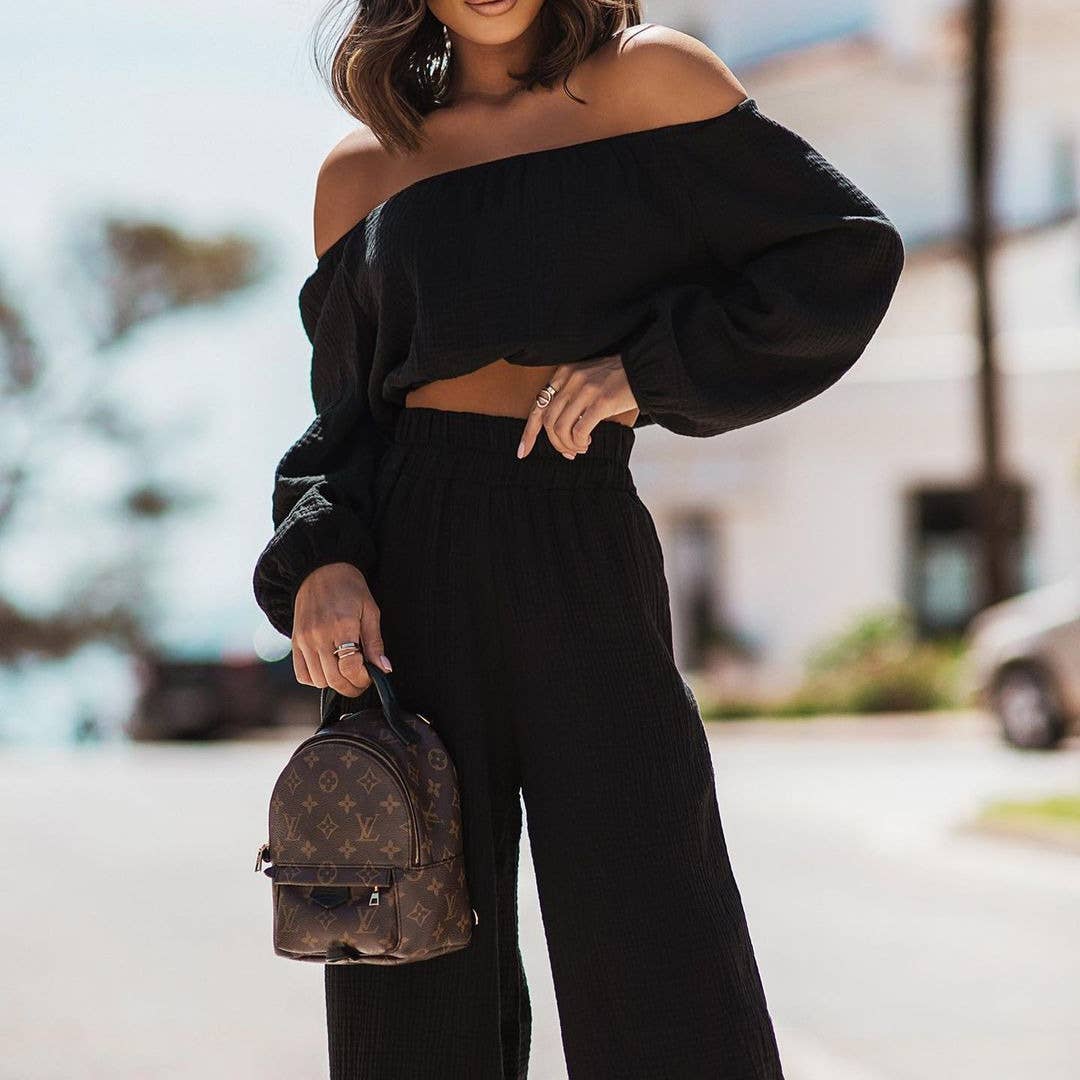 OFF SHOULDER TOP WITH PANTS  SET