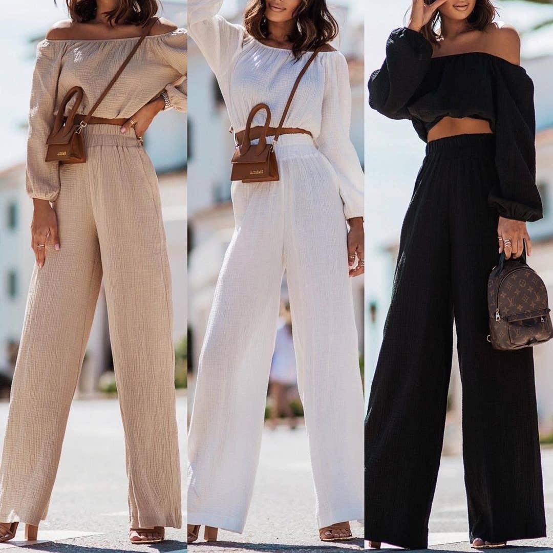 OFF SHOULDER TOP WITH PANTS  SET