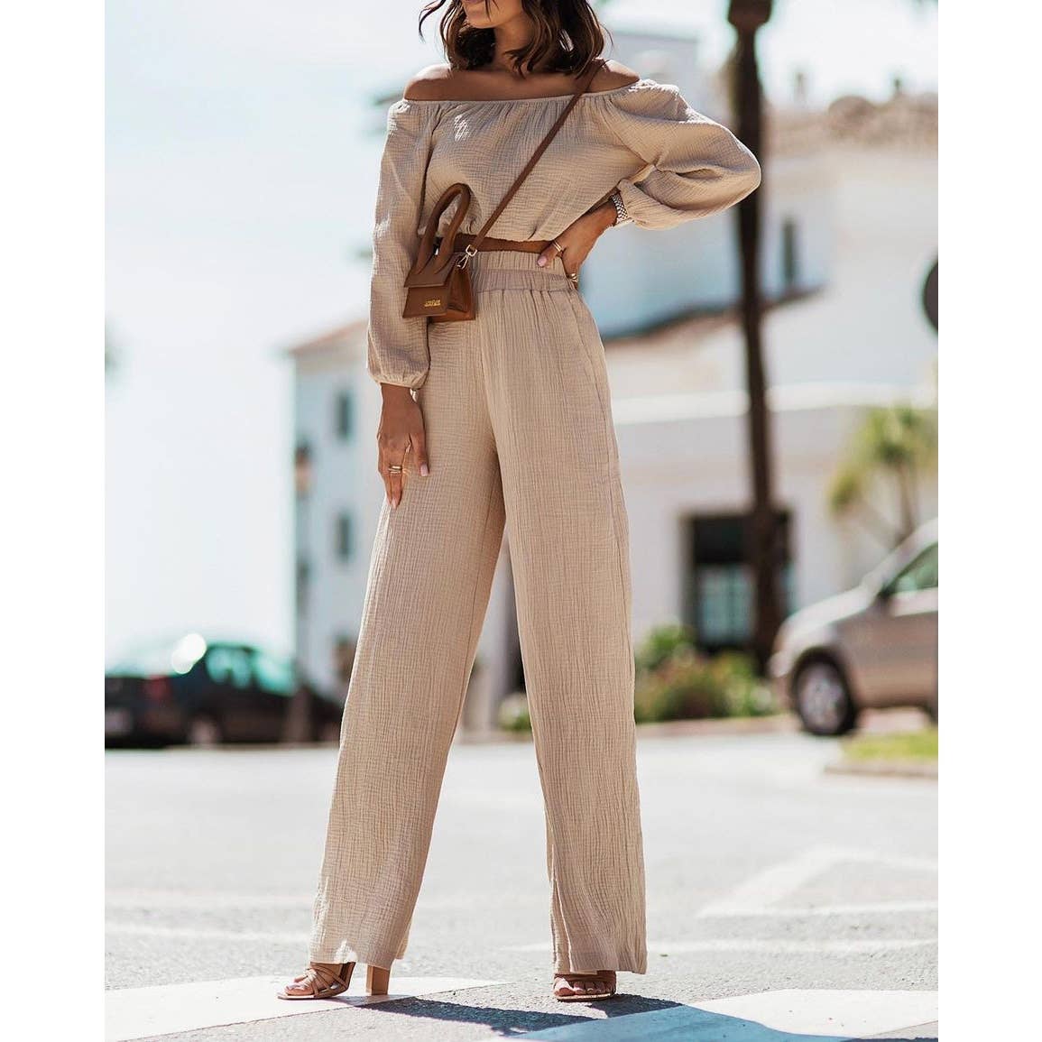 OFF SHOULDER TOP WITH PANTS  SET